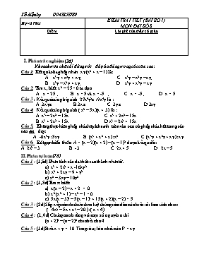 Kiểm tra 1 tiết (bài số 1) môn Đại số 8